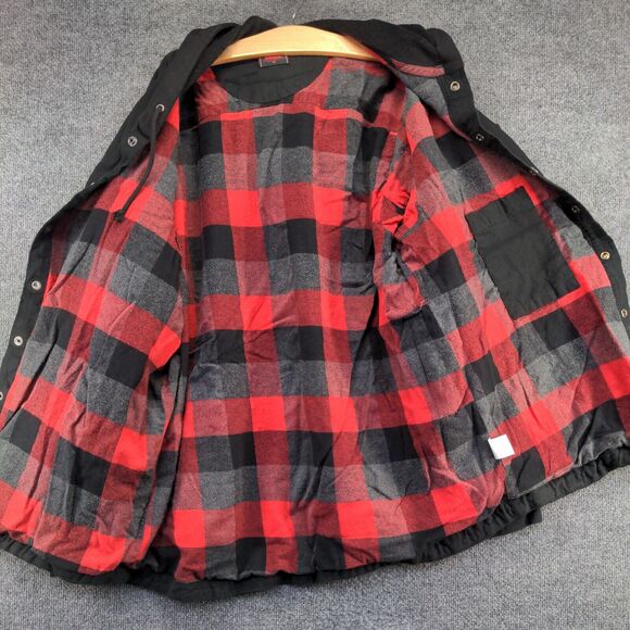 Mac Tools Men's Button-Up Flannel Lined Hooded Jacket Black Big 2X Pockets - Picture 6 of 14